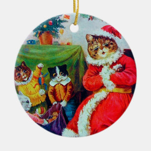 Vintage Cat Christmas, Louis Wain Ceramic Tree Decoration