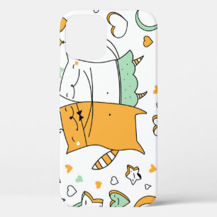 Vintage cat couple: seamless icons. iPhone 12 case