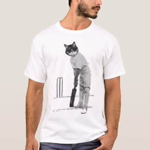 Vintage Cat Cricketer T-Shirt