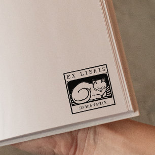 Vintage Cat, Custom Ex Libris Book Rubber Stamp
