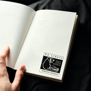 Vintage Cat, Custom Ex Libris Book Rubber Stamp