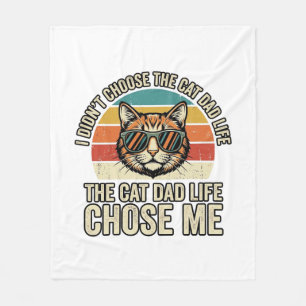 Vintage Cat Dad Life Chose Me T-Shirt Design_1 Fleece Blanket