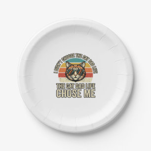 Vintage Cat Dad Life Chose Me T-Shirt Design_1 Paper Plate