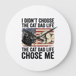 Vintage Cat Dad Life Patriotic Vector Shirt Design Large Clock