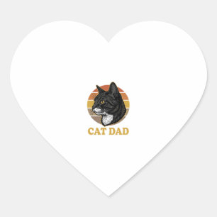 Vintage Cat Dad Retro Cat Lover Shirt Design_1 Heart Sticker