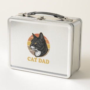 Vintage Cat Dad Retro Cat Lover Shirt Design_1 Metal Lunch Box