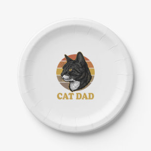 Vintage Cat Dad Retro Cat Lover Shirt Design_1 Paper Plate