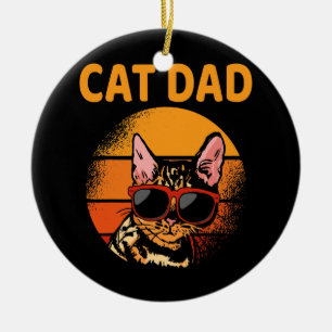Vintage Cat Dad Retro Style Father's Day Men Cat Ceramic Tree Decoration