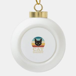 Vintage Cat Daddy Black Cat Retro Sunset Shirt Des Ceramic Ball Christmas Ornament