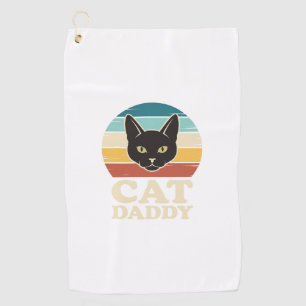 Vintage Cat Daddy Black Cat Retro Sunset Shirt Des Golf Towel
