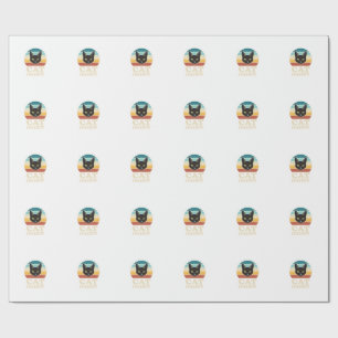 Vintage Cat Daddy Black Cat Retro Sunset Shirt Des Wrapping Paper