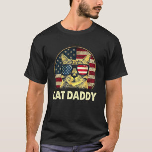 Vintage Cat Daddy Cat American Flag T-Shirt
