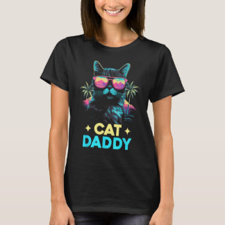 Vintage Cat Daddy Retro 70s 80s Vaporwave Father C T-Shirt