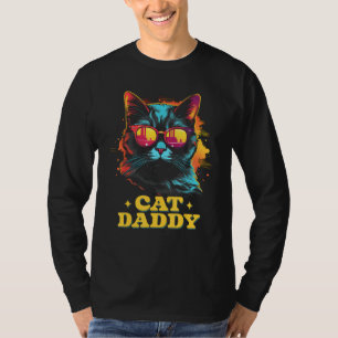 Vintage Cat Daddy Retro 90s 80s Cat Lovers Father T-Shirt