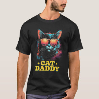 Vintage Cat Daddy Retro 90s 80s Cat Lovers Father  T-Shirt