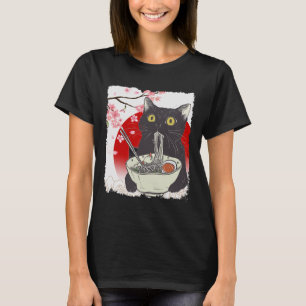 Vintage Cat Eating Ramen Funny Japanese Cat Noodle T-Shirt
