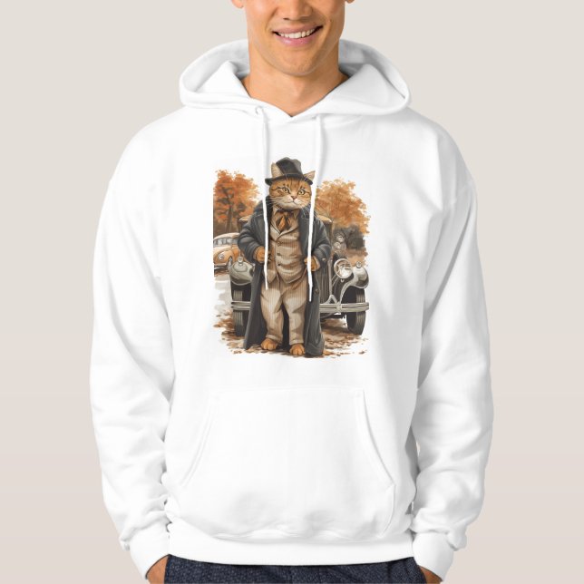 Vintage Cat Elegance Hoodie (Front)