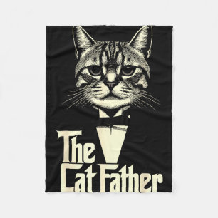 Vintage cat father dad life cat dad happy father's fleece blanket