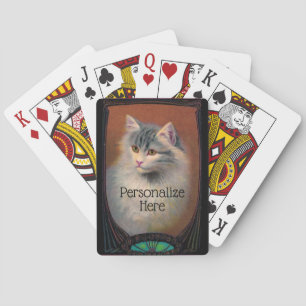 Vintage cat illustration art nouveau pet portrait  playing cards