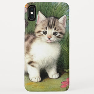 Vintage Cat Illustration with Red Flowers Case-Mate iPhone Case