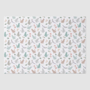 Vintage Cat in Floral Garden in White Tissue Paper