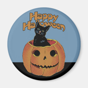 Vintage Cat in Jack'o'Lantern Magnet