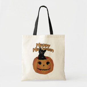 Vintage Cat in Jack'o'Lantern Tote Bag