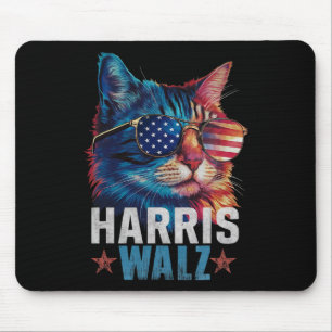 Vintage Cat Kamala Harris Tim Wheimer Usa Flag Sun Mouse Pad