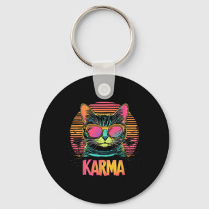 Vintage Cat Karma Lovers For Teens Girls Women Men Key Ring