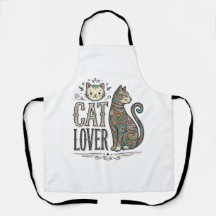 Vintage Cat Lover Engraving Style Graphic Shirt_1 Apron