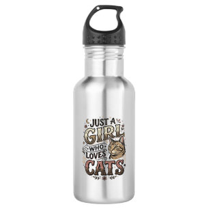 Vintage Cat Lover Girl Typography Design_1 532 Ml Water Bottle