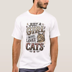 Vintage Cat Lover Girl Typography Design_1 T-Shirt