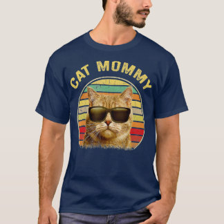 vintage cat mummy funny cat mum retro best cat mum T-Shirt