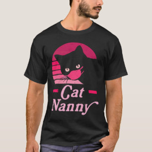 Vintage Cat Nanny 80s Style Cat Retro Distressed W T-Shirt