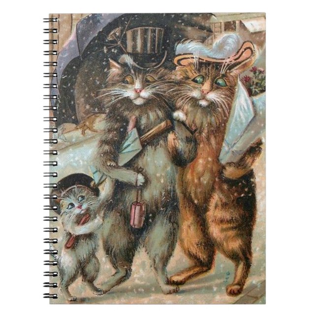 Vintage Cat Notebook, Louis Wain Spiral Notebook (Front)