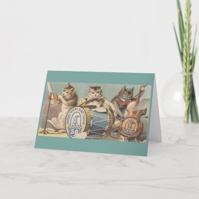 Vintage Cat Orchestra Trio Note Card (Front)