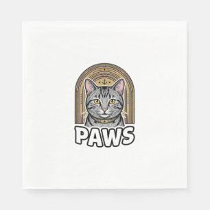 Vintage Cat Paws Engraving Style Graphic Design_1 Napkin