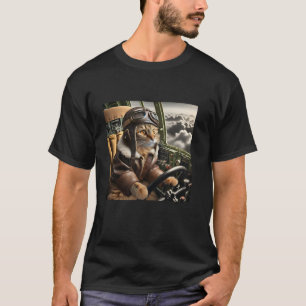  Vintage Cat Pilot Cat pilots a cool fighter plane T-Shirt