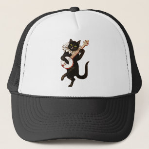 Vintage Cat Playing Banjo Trucker Hat