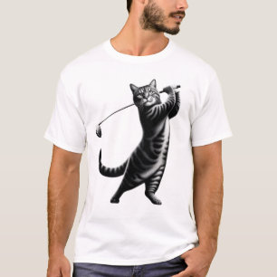 Vintage Cat Playing Golf Kitten Lover Golf Player T-Shirt