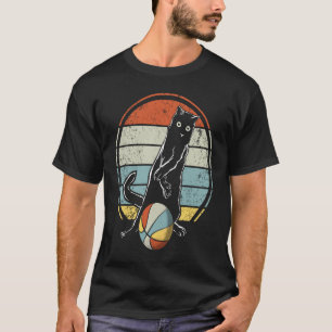 Vintage Cat Plays Basketball Full Colour  Cat T-Shirt