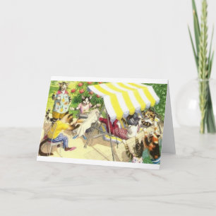 Vintage Cat Pool Party Chaos Note Card