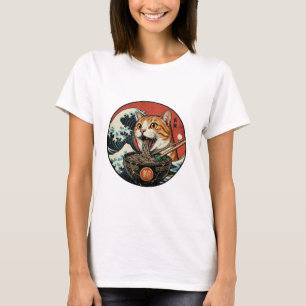 Vintage Cat Ramen Japanese Art Graphic T-Shirt