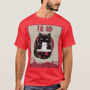 Vintage Cat Ramen Kawaii Anime Japanese Gift Girls T-Shirt