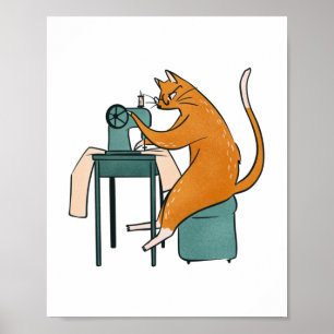Vintage Cat Sewing Poster