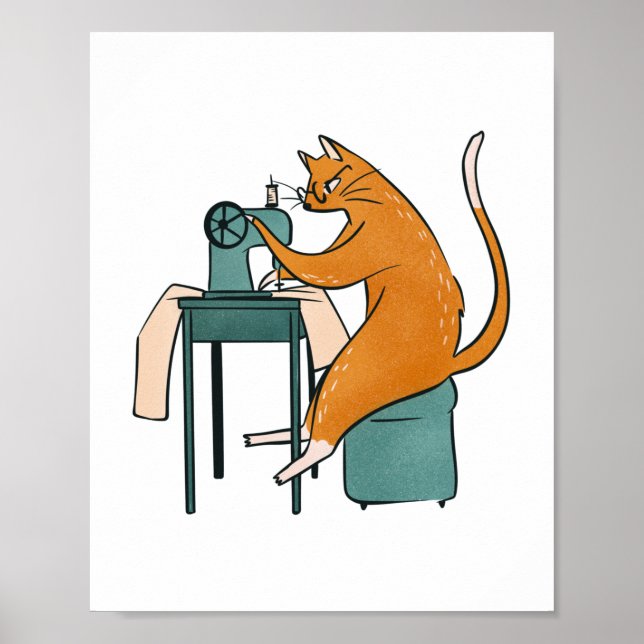 Vintage Cat Sewing Poster (Front)