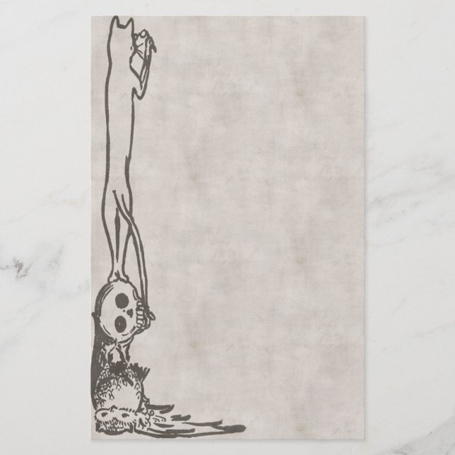 Vintage Cat, Skull & Owl Stationery (Front)