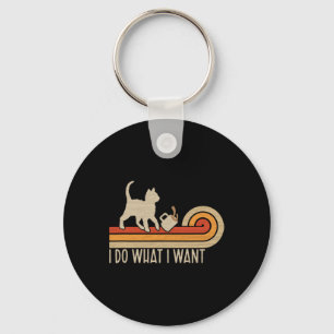 Vintage Cat Spilling Coffee i Do What I Want Key Ring
