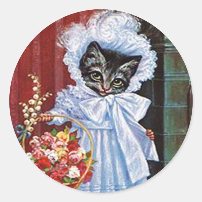 Vintage Cat Sticker, Arthur Thiele Classic Round Sticker (Front)
