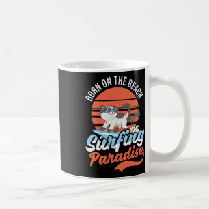 Vintage Cat Surfing Paradise Design Surfer Men Wom Coffee Mug
